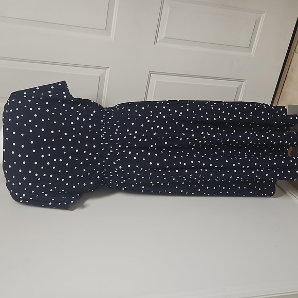 Lane Bryant Plus Size Navy White Polka Dot Dress - Picture 4 of 5